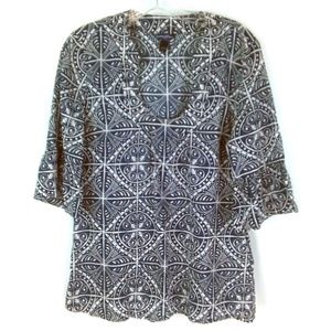 Banana Republic Tribal Tunic Blouse Sz M Blue